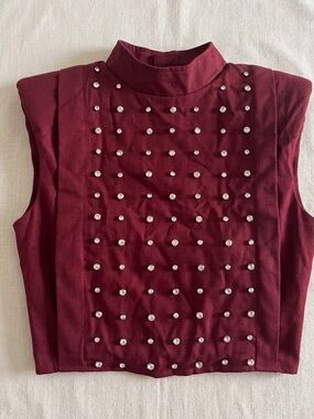 Elegant Burgandy Studded Women's Top